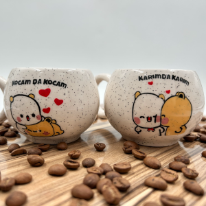 Nakkaş Çini Seramik Kupa Mug Karım Da Karım Kocam Da Kocam (2 Adet) - (Civciv Desenli) 08