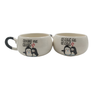 Seramik Kupa Mug Karım da Karım Kocam da Kocam (2 Adet) - (Kuş Desenli)04