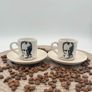 Seramik Silindir İkili Fincan ATATÜRK  Baskılı (2 Adet)  02