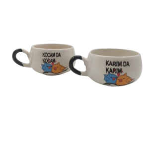 Seramik Kupa Mug Karım da Karım Kocam da Kocam (2 Adet) - (Penguen Desen)