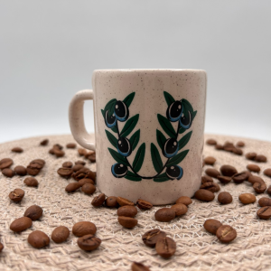 Seramik Silindir Kupa Mug Zeytin Dalı Baskılı 28