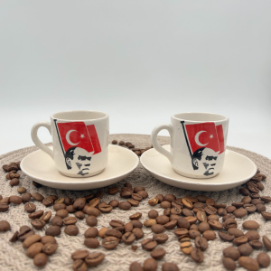 Seramik Silindir İkili Fincan ATATÜRK  Baskılı (2 Adet)  03
