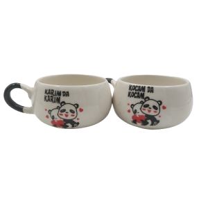 Seramik Kupa Mug Karım da Karım Kocam da Kocam (2 Adet) - (Panda Desenli) 01