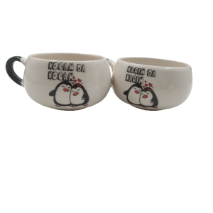 Seramik Kupa Mug Karım da Karım Kocam da Kocam (2 Adet) - (Penguen Desenli) 02